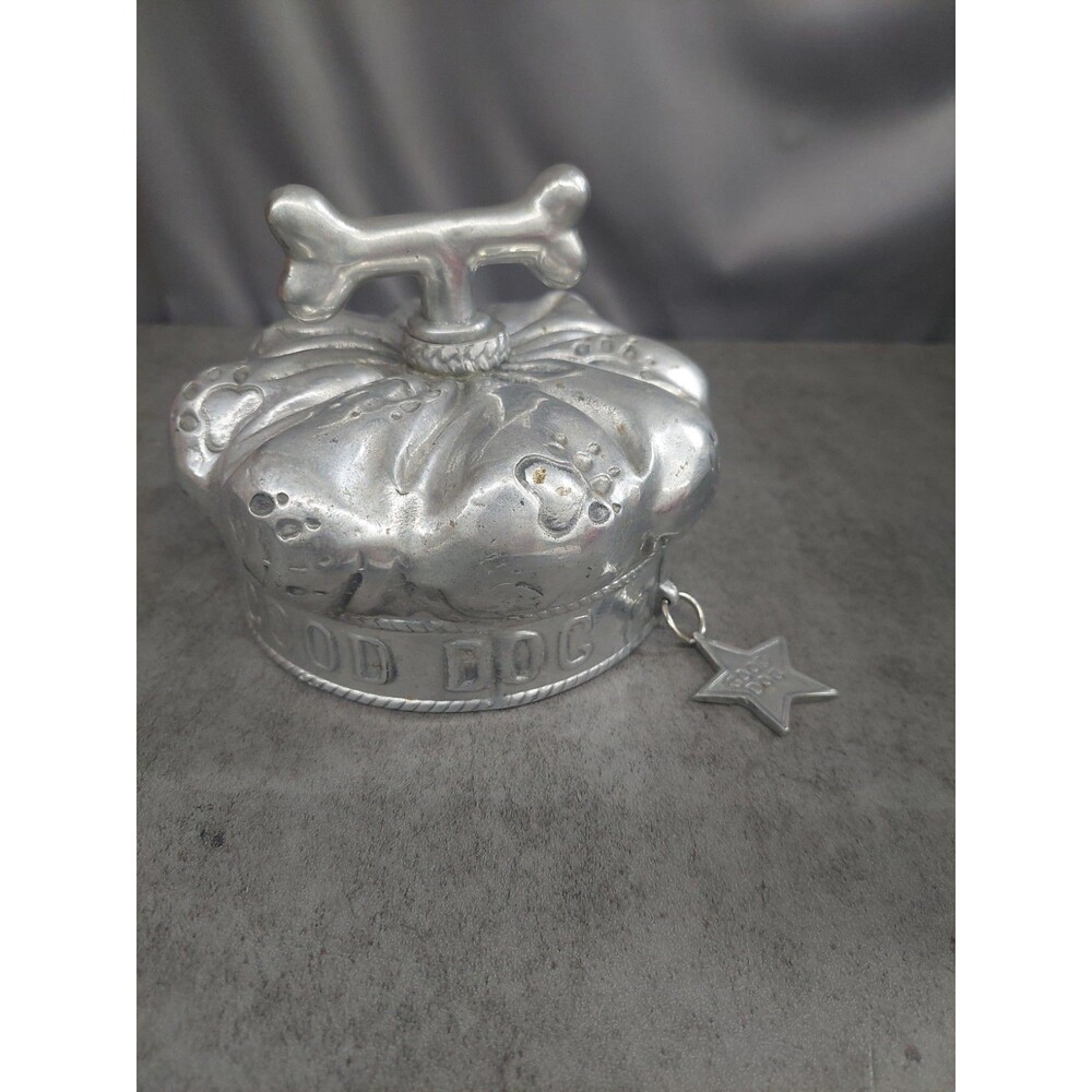 Arthur Court Cast Aluminum Treat Jar LID ONLY Good Dog crown
